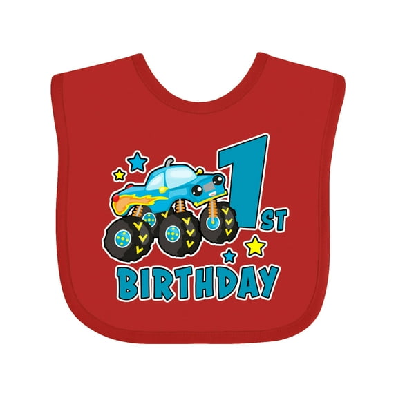 Inktastic 1st Birthday Monster Truck Boys Baby Bib