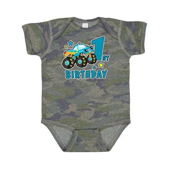 Inktastic 1st Birthday Monster Truck Boys Baby Bodysuit