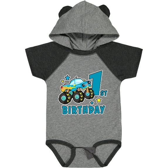 Inktastic 1st Birthday Monster Truck Boys Baby Bodysuit
