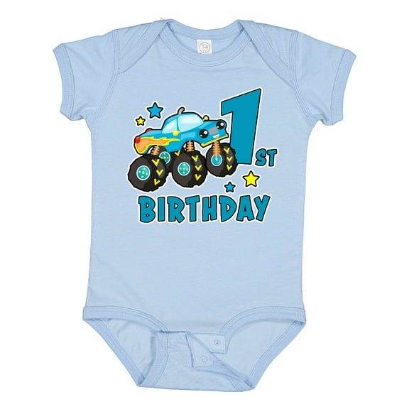 Inktastic 1st Birthday Monster Truck Boys Baby Bodysuit