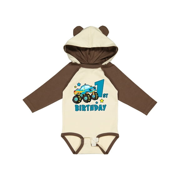 Inktastic 1st Birthday Monster Truck Boys Long Sleeve Baby Bodysuit
