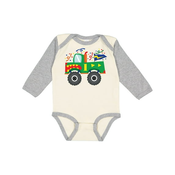 Inktastic 1st Birthday Truck Boys Long Sleeve Baby Bodysuit