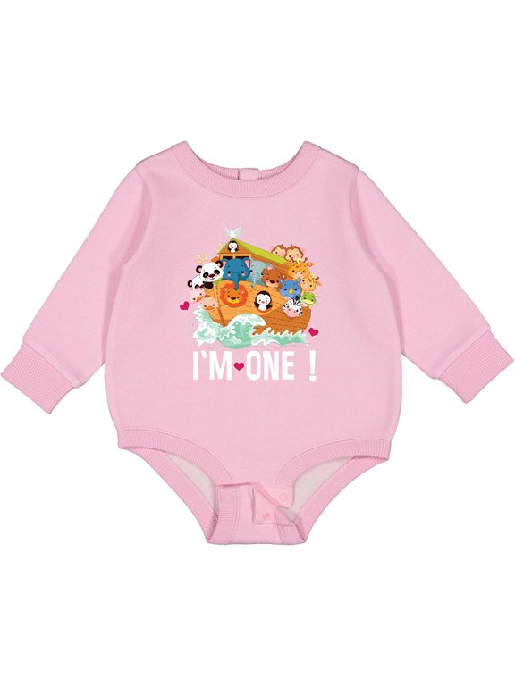 1st Birthday Noah Ark Baby Fleece Bodysuit