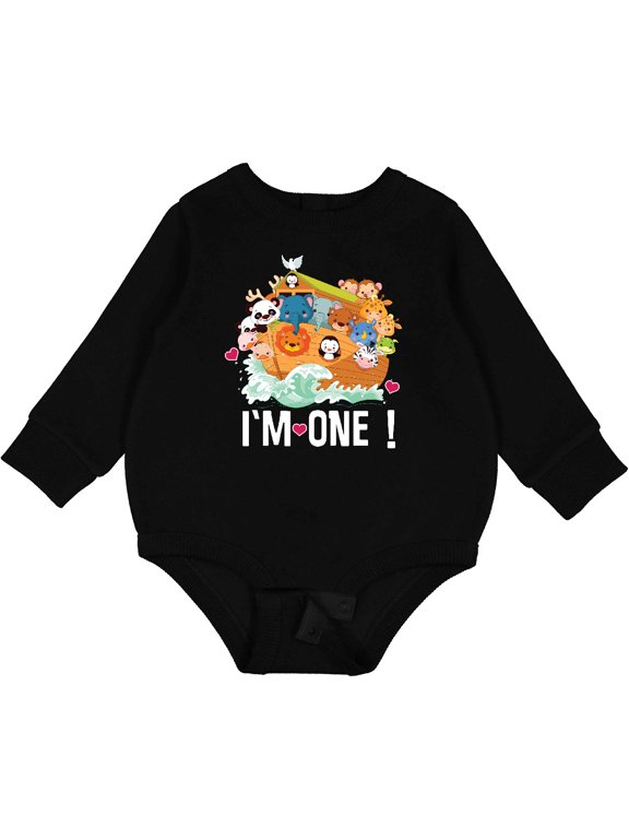 1st Birthday Noah Ark Baby Fleece Bodysuit