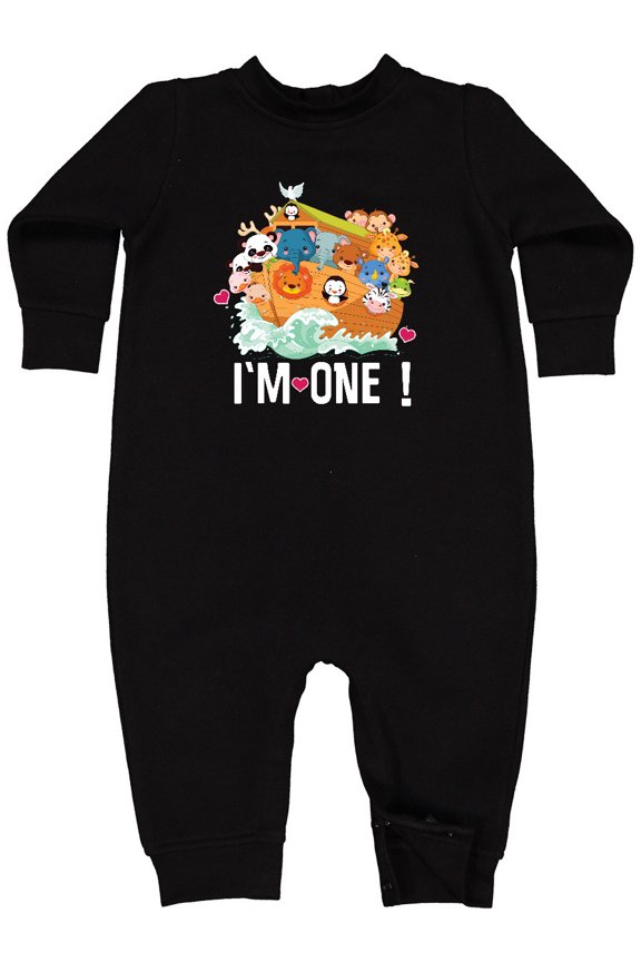 1st Birthday Noah Ark Baby Fleece Romper