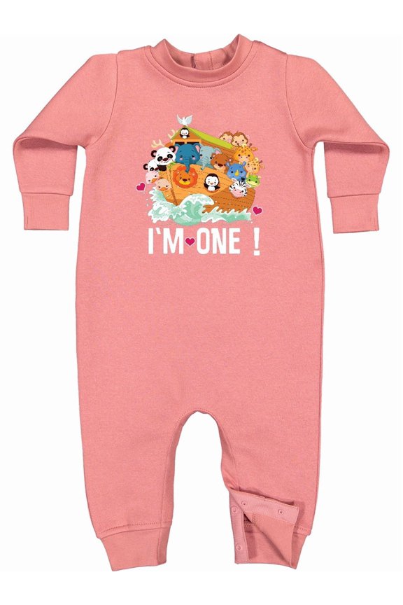 1st Birthday Noah Ark Baby Fleece Romper