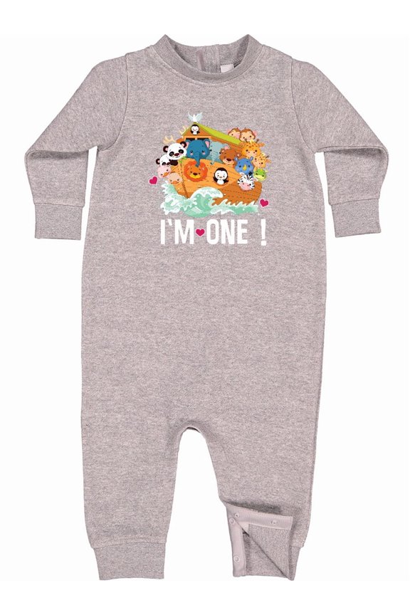 1st Birthday Noah Ark Baby Fleece Romper