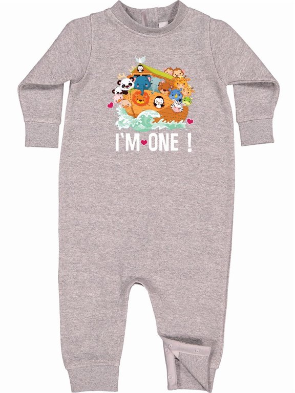 1st Birthday Noah Ark Baby Fleece Romper