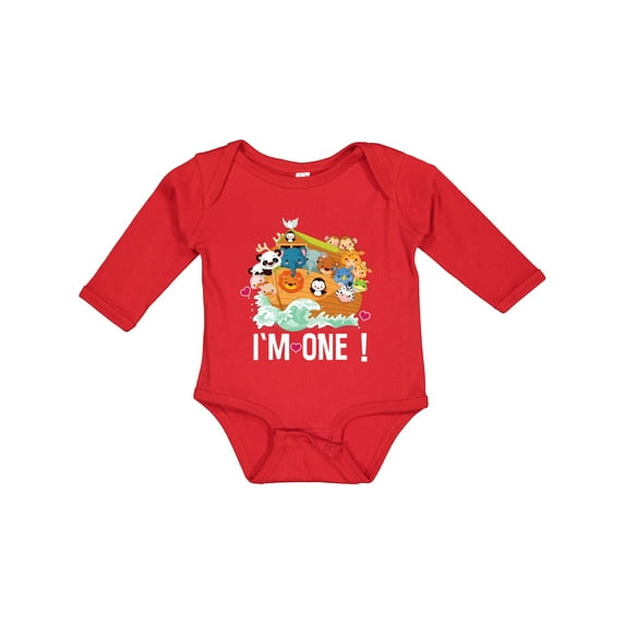 Inktastic 1st Birthday Noah Ark Boys or Girls Long Sleeve Baby Bodysuit