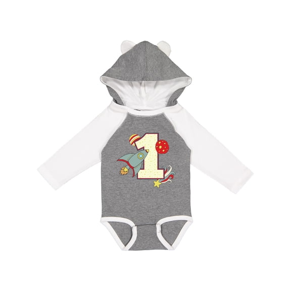 Inktastic 1st Birthday Outer Space Theme Boys or Girls Long Sleeve Baby Bodysuit