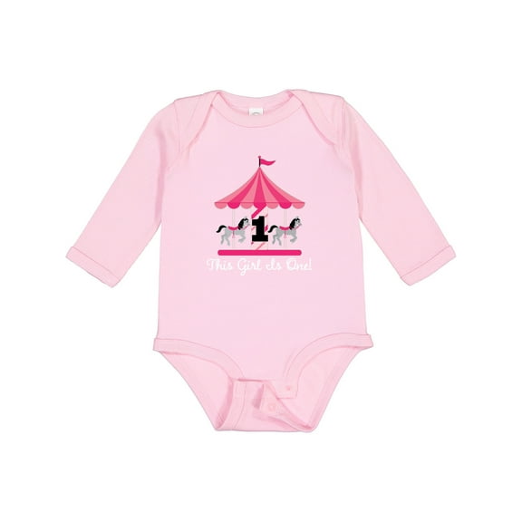 Inktastic 1st Birthday Party Carousel Horse Girls Long Sleeve Baby Bodysuit