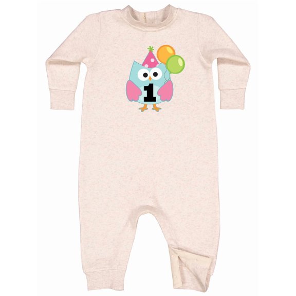 Inktastic 1st Birthday Party Girls Owl Baby Fleece Romper
