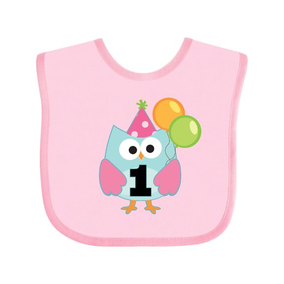 Inktastic 1st Birthday Party Girls Owl Girls Baby Bib