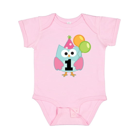 Inktastic 1st Birthday Party Girls Owl Girls Baby Bodysuit