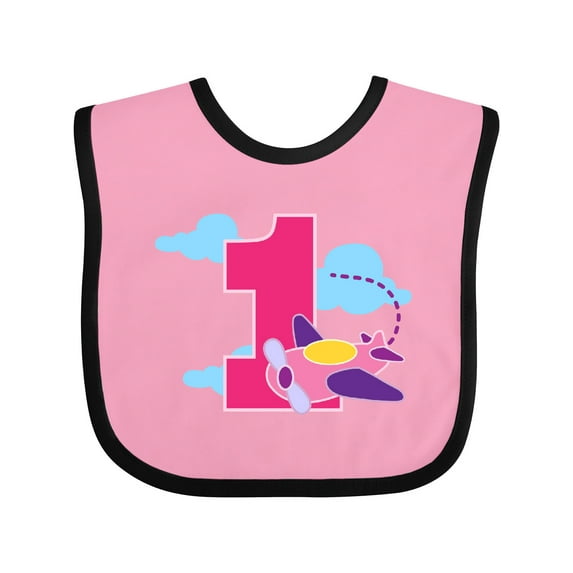 Inktastic 1st Birthday Pilot Airplane Girls Baby Bib