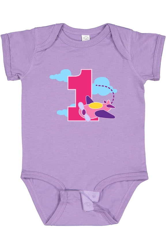 1st Birthday Pilot Airplane Girls Baby Bodysuit