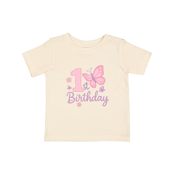 Inktastic 1st Birthday Pink Butterfly Boys Baby T-Shirt