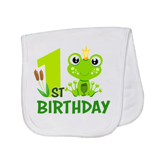 Inktastic 1st Birthday Prince Frog Baby Burp Cloth
