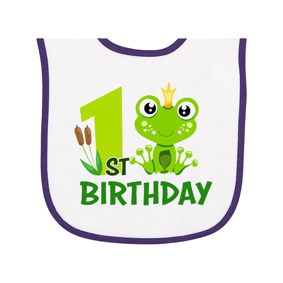 Inktastic 1st Birthday Prince Frog Baby Terry Cloth Bib