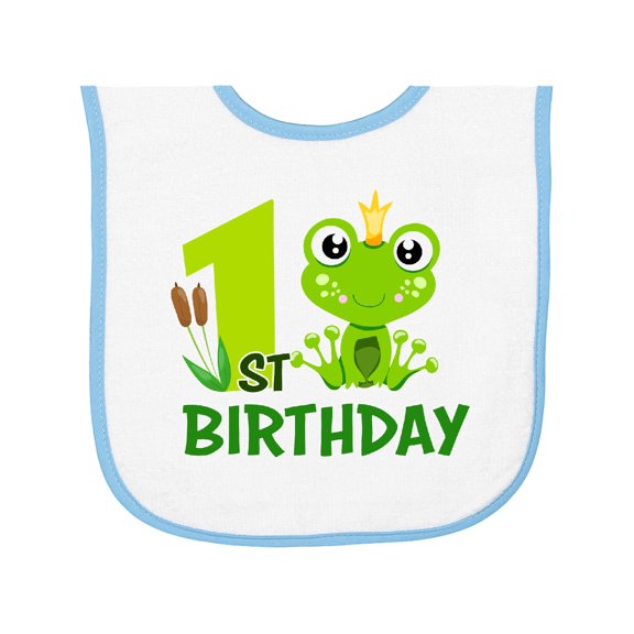 Inktastic 1st Birthday Prince Frog Baby Terry Cloth Bib
