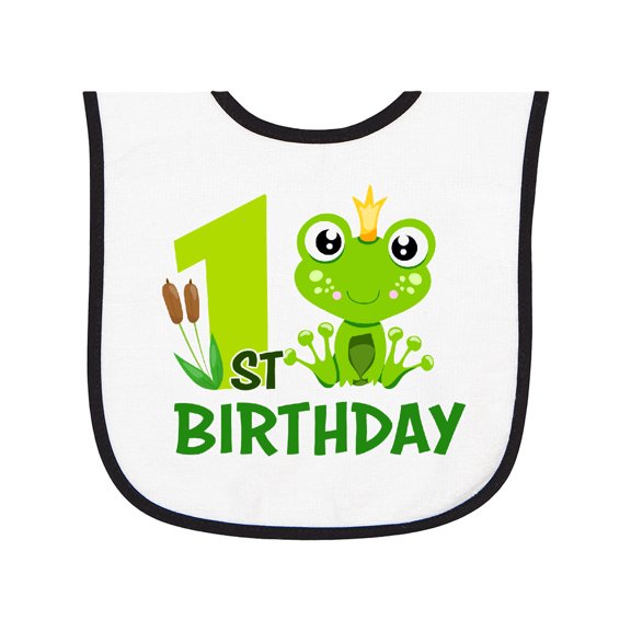 Inktastic 1st Birthday Prince Frog Baby Terry Cloth Bib
