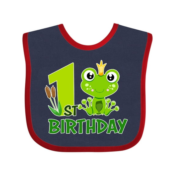 Inktastic 1st Birthday Prince Frog Boys Baby Bib
