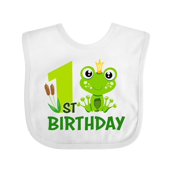 Inktastic 1st Birthday Prince Frog Boys Baby Bib