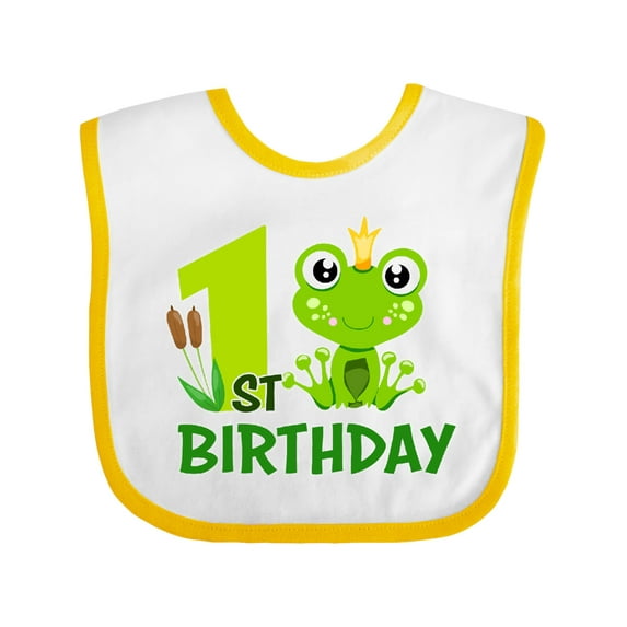 Inktastic 1st Birthday Prince Frog Boys Baby Bib