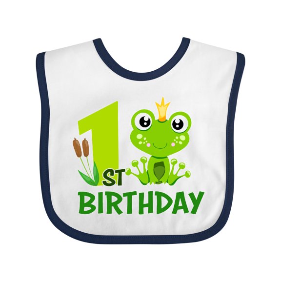 Inktastic 1st Birthday Prince Frog Boys Baby Bib