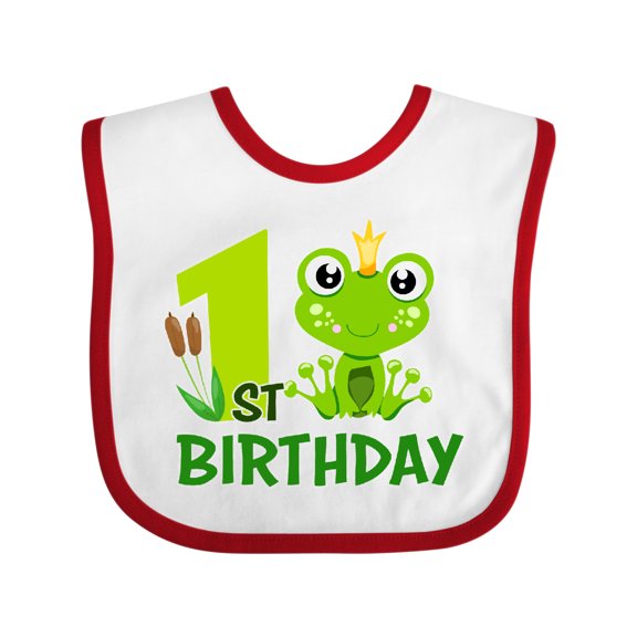 Inktastic 1st Birthday Prince Frog Boys Baby Bib
