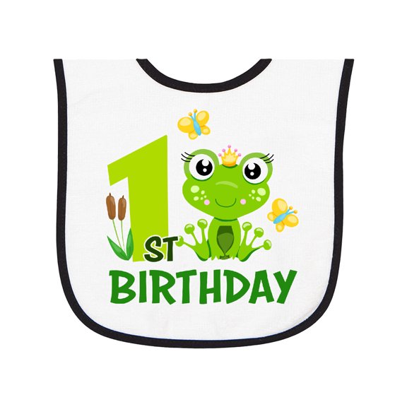 Inktastic 1st Birthday Princess Frog Baby Terry Cloth Bib
