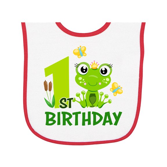 Inktastic 1st Birthday Princess Frog Baby Terry Cloth Bib