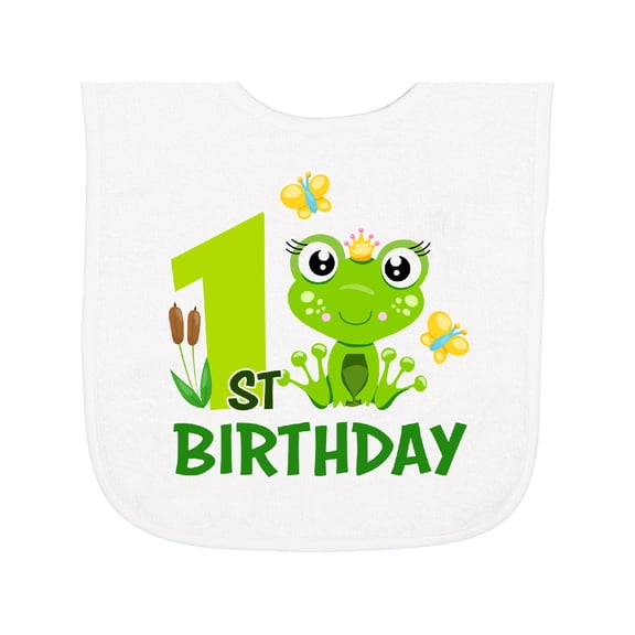 Inktastic 1st Birthday Princess Frog Baby Terry Cloth Bib