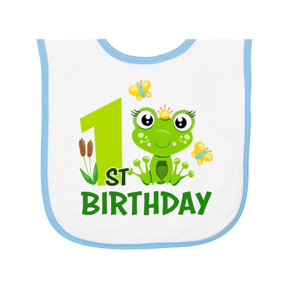 Inktastic 1st Birthday Princess Frog Baby Terry Cloth Bib