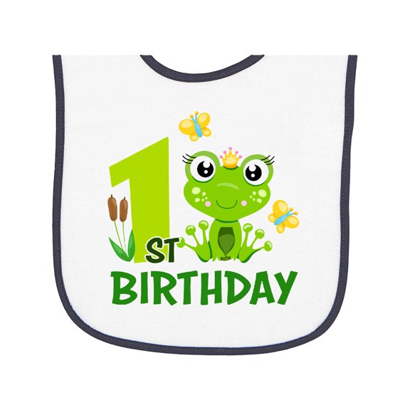 Inktastic 1st Birthday Princess Frog Baby Terry Cloth Bib