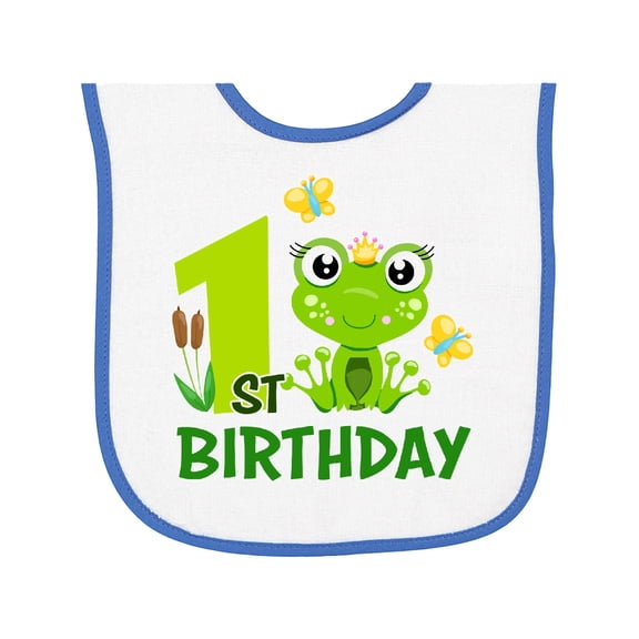 Inktastic 1st Birthday Princess Frog Baby Terry Cloth Bib