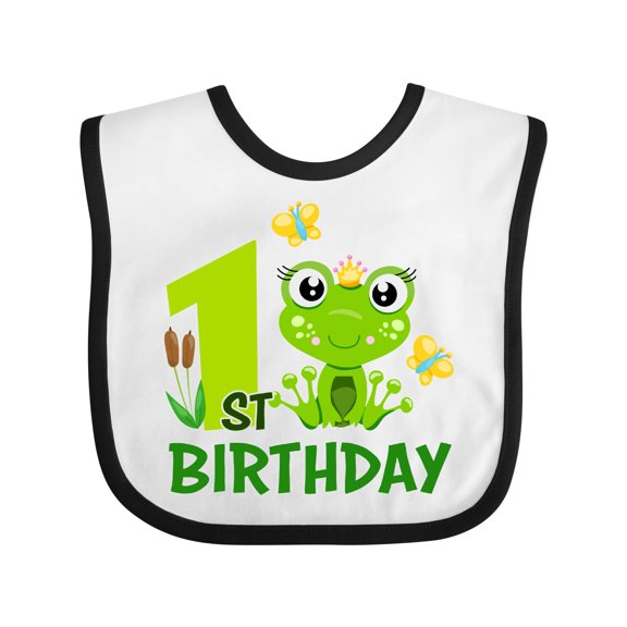 Inktastic 1st Birthday Princess Frog Girls Baby Bib