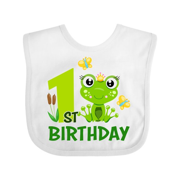 Inktastic 1st Birthday Princess Frog Girls Baby Bib