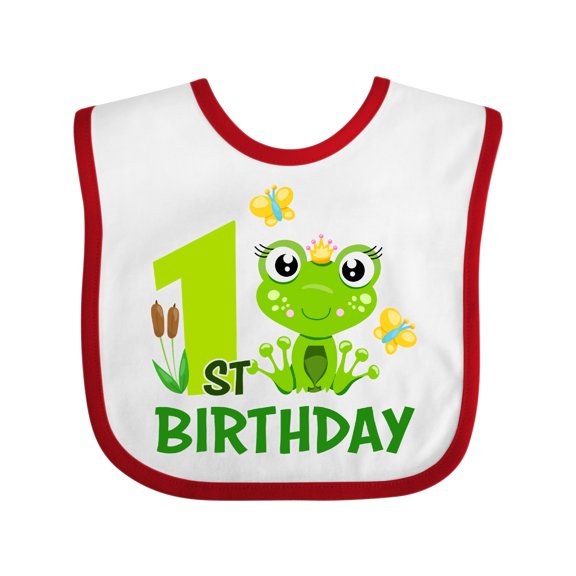 Inktastic 1st Birthday Princess Frog Girls Baby Bib