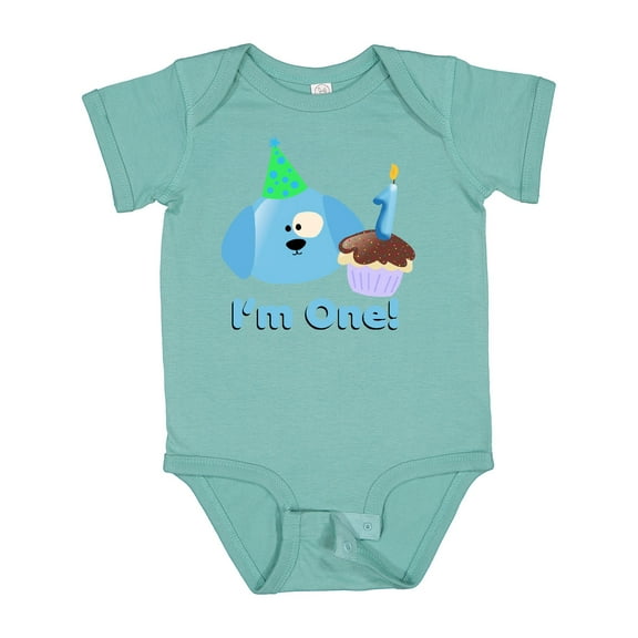 Inktastic 1st Birthday Puppy Blue Boys Baby Bodysuit