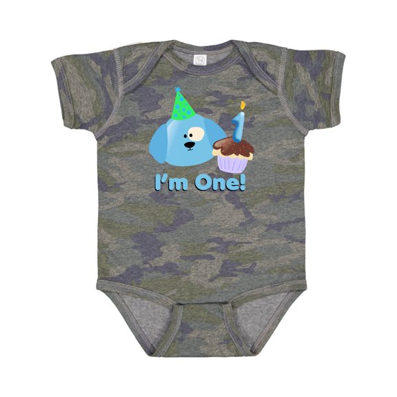 Inktastic 1st Birthday Puppy Blue Boys Baby Bodysuit