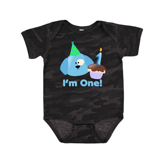 Inktastic 1st Birthday Puppy Blue Boys Baby Bodysuit