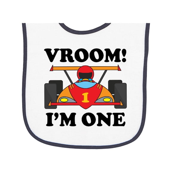 Inktastic 1st Birthday Racing Car Boys Baby Terry Cloth Bib