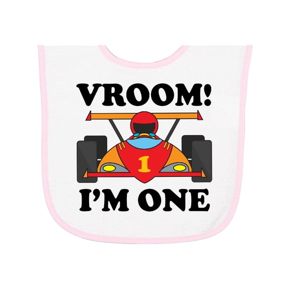 Inktastic 1st Birthday Racing Car Boys Baby Terry Cloth Bib