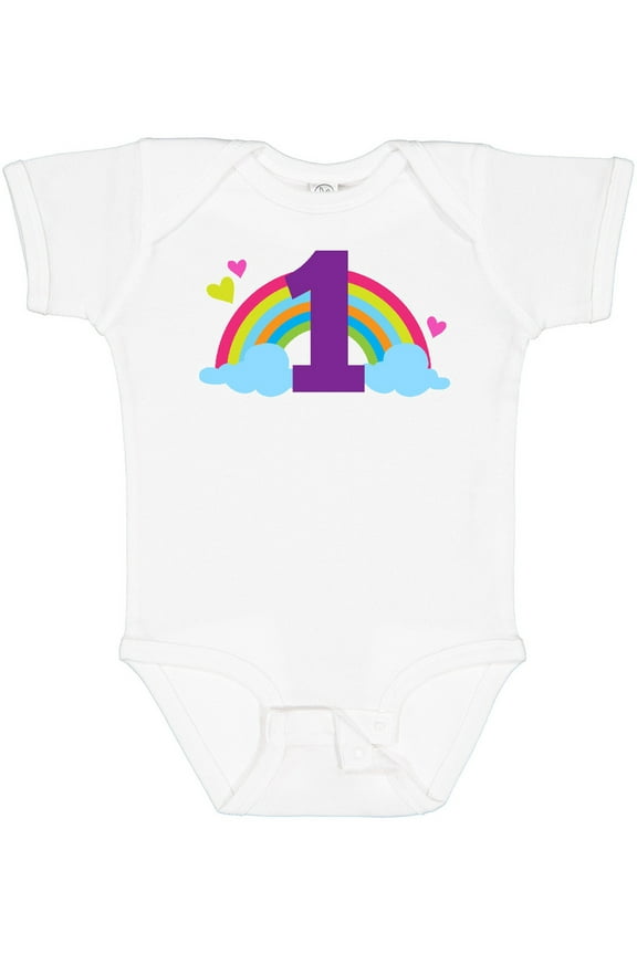 1st Birthday Rainbow Girls Baby Bodysuit