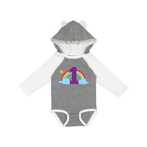 Inktastic 1st Birthday Rainbow Girls Long Sleeve Baby Bodysuit