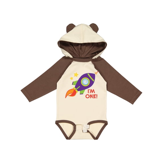 Inktastic 1st Birthday Rocketship One Year Old Boys or Girls Long Sleeve Baby Bodysuit