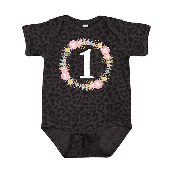 Inktastic 1st Birthday Rose Flower Wreath Girls Girls Baby Bodysuit