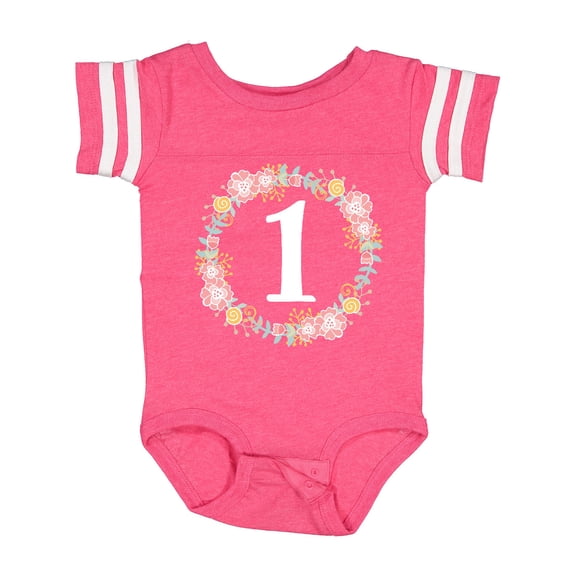 Inktastic 1st Birthday Rose Flower Wreath Girls Girls Baby Bodysuit