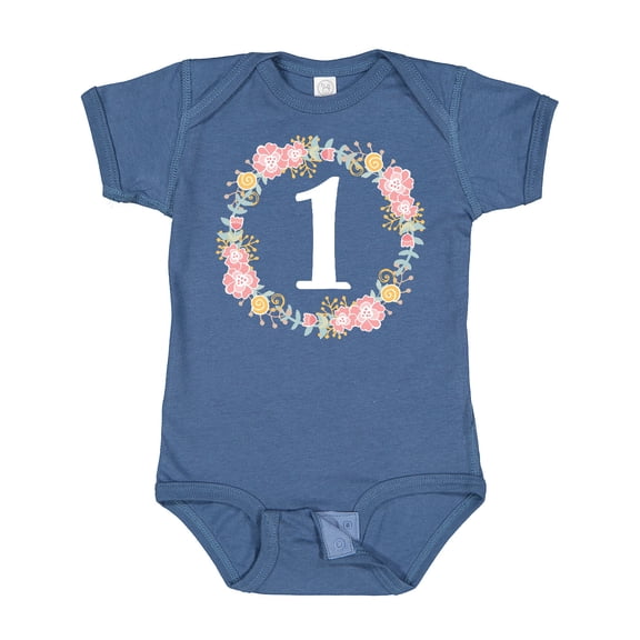 Inktastic 1st Birthday Rose Flower Wreath Girls Girls Baby Bodysuit